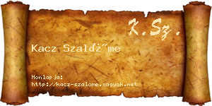 Kacz Szalóme névjegykártya